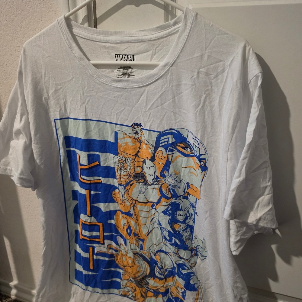 Marvel Avengers Manga Style Graphic T-Shirt Mens 3XL White Captain America